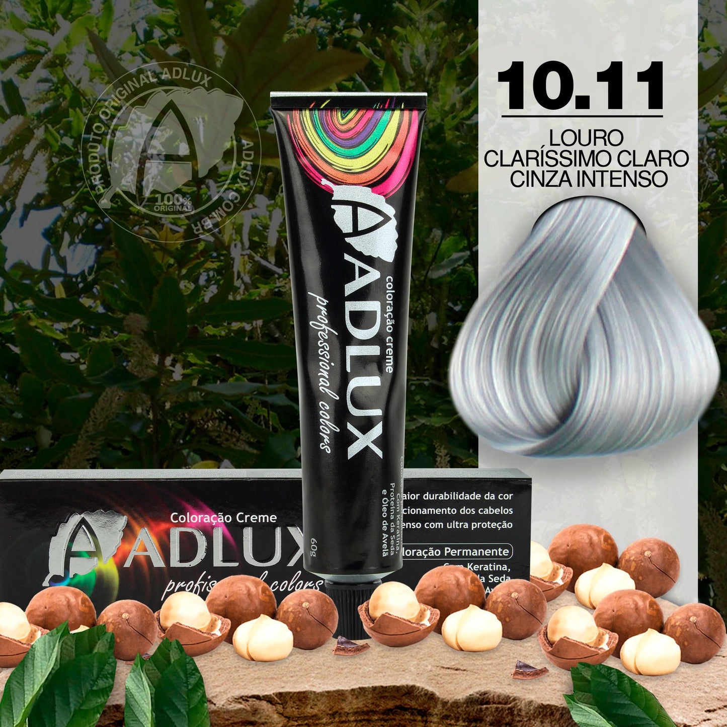 Tinte en Crema Adlux 10.11 Rubio Clarísimo Ceniza Intenso - 60g