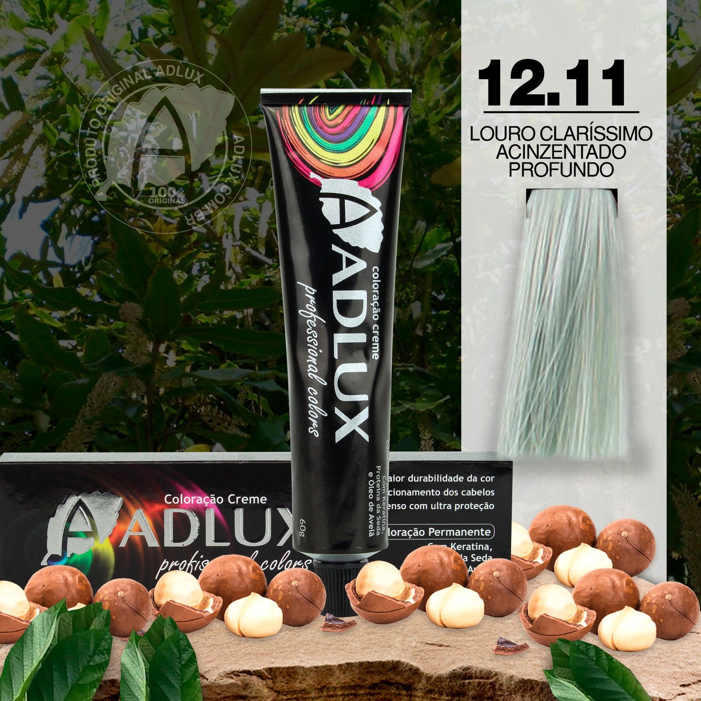 Coloração Creme Adlux 12.11 Louro Claríssimo Acinzentado Profundo - 60g