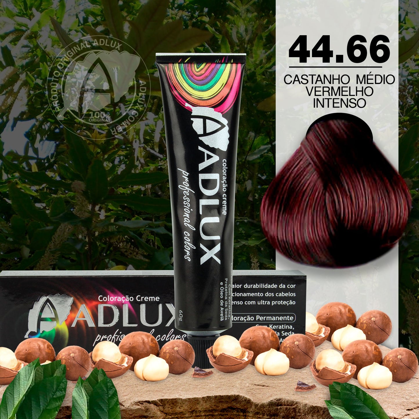Coloración en Crema Adlux 44.66 Castaño Medio Rojo Intenso - 60g