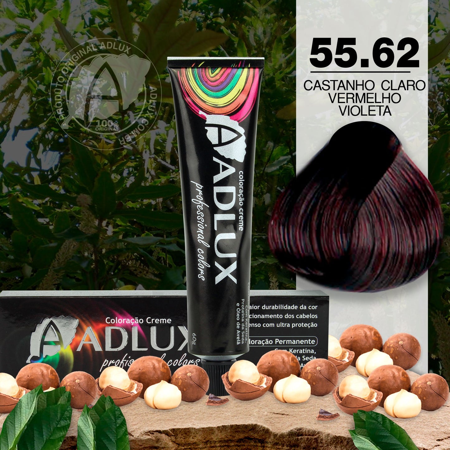Coloración en Crema Adlux 55.62 Castaño Claro Rojo Violeta - 60g