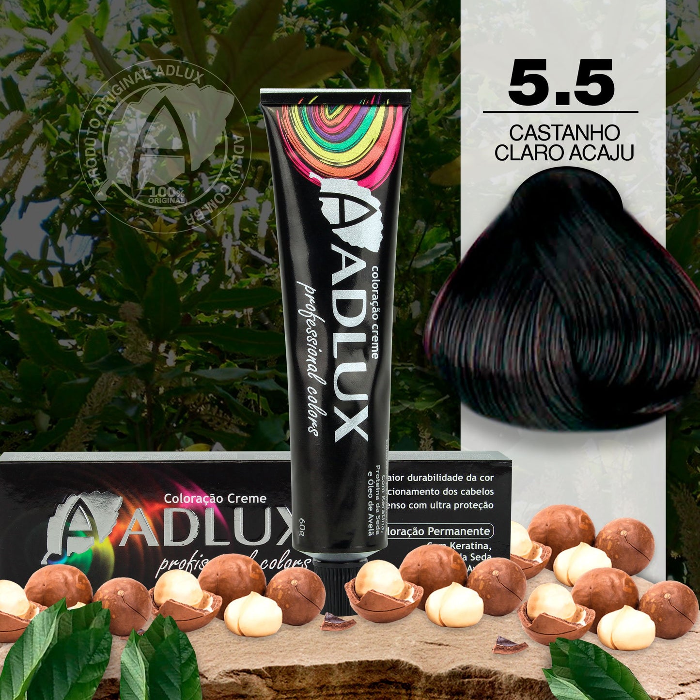 Coloración en Crema Adlux 5.5 Castaño Claro Caoba - 60g