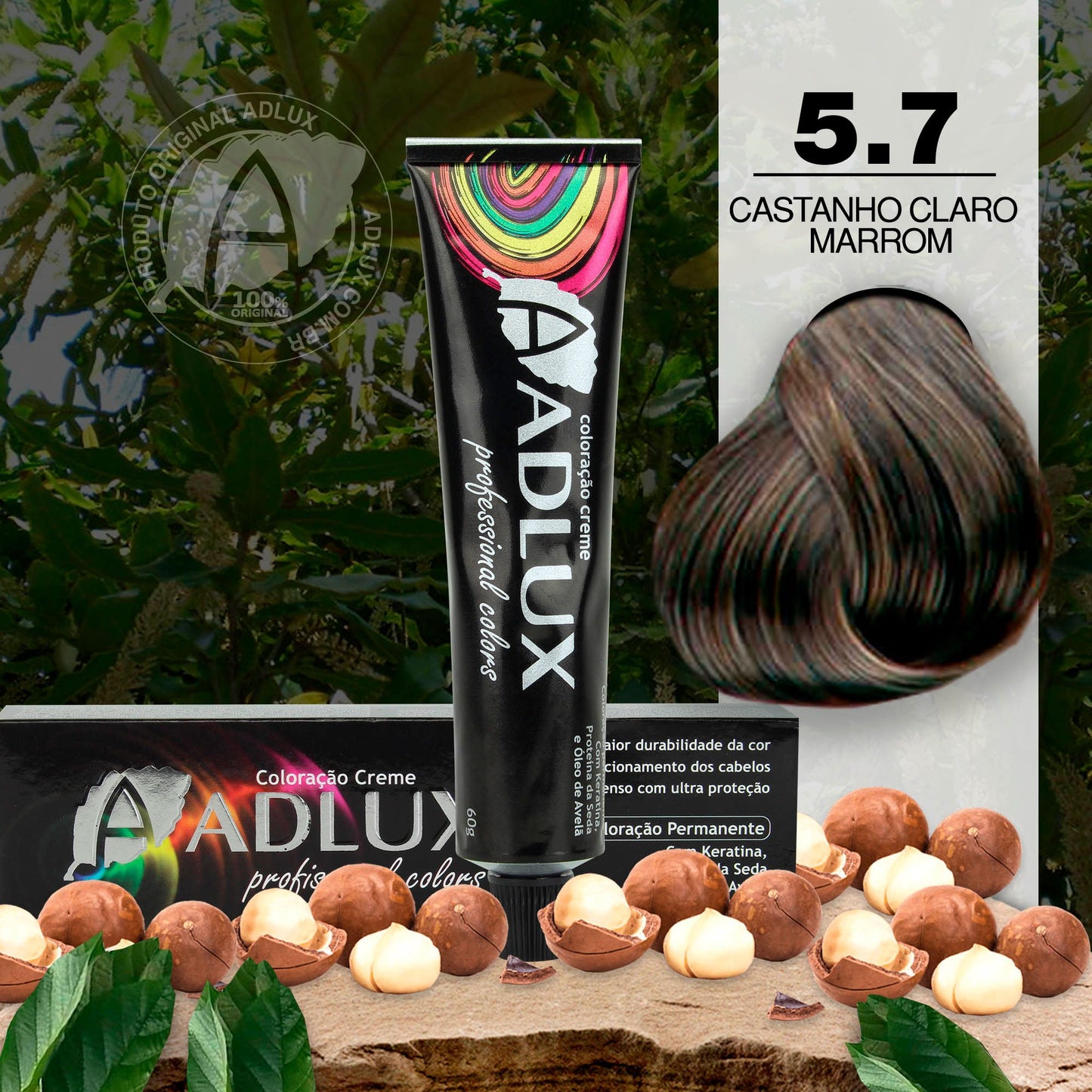 Coloração Creme Adlux 5.7 Castanho Claro Marrom - 60g
