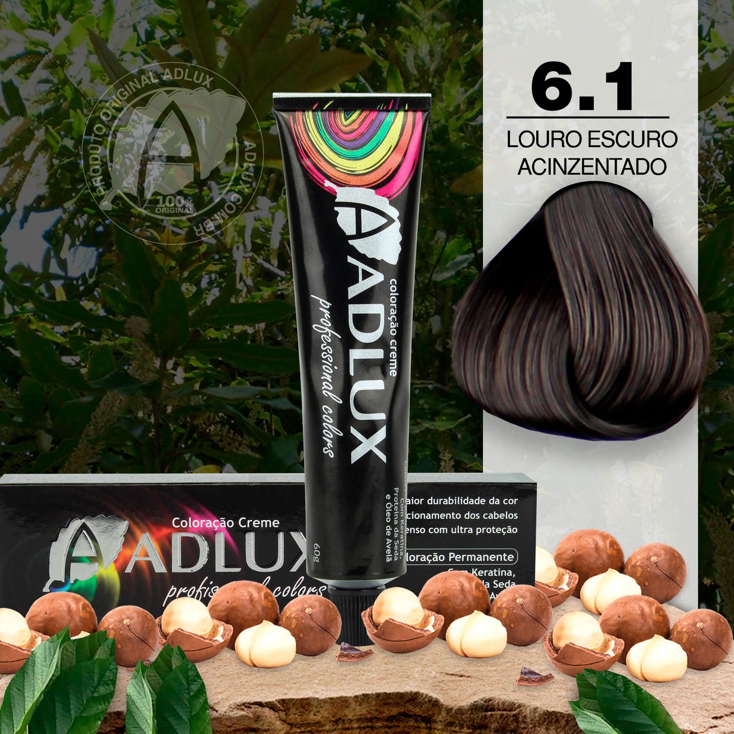 Coloración en Crema Adlux 6.1 Rubio Oscuro Ceniza - 60g