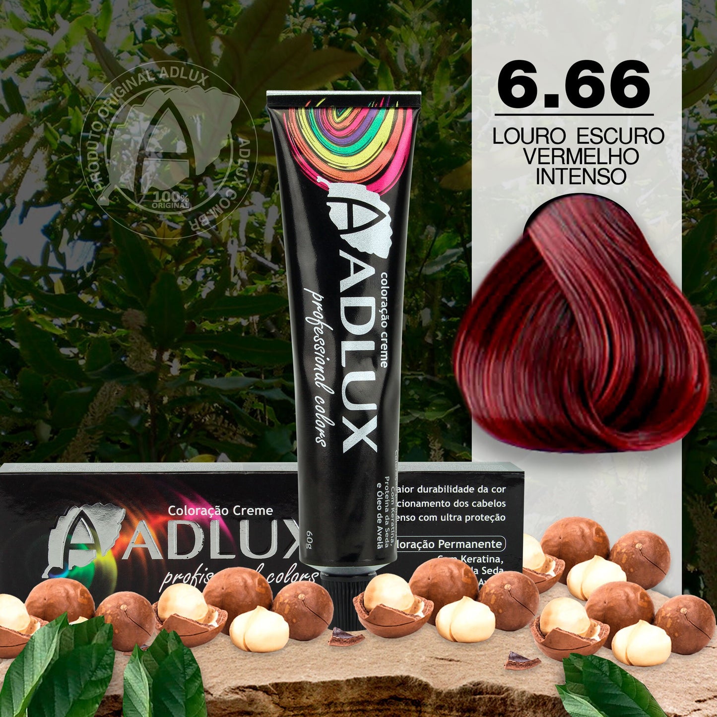 Coloración en Crema Adlux 6.66 Rubio Oscuro Rojo Intenso - 60g