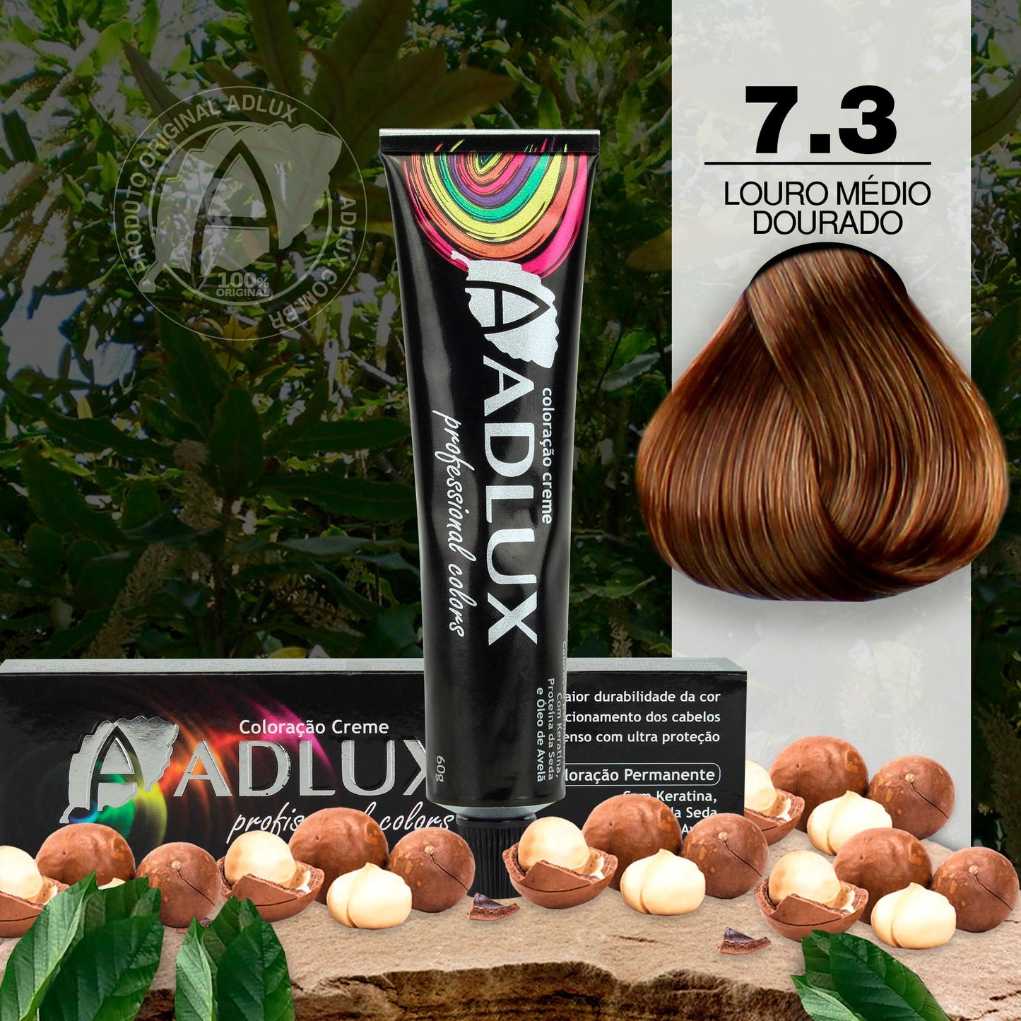 Coloración en Crema Adlux 7.3 Rubio Medio Dorado - 60g