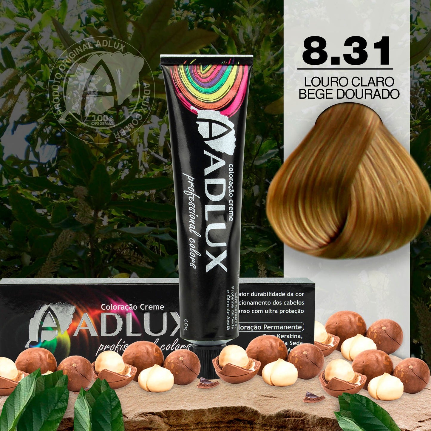 Coloración en Crema Adlux 8.31 Rubio Claro Beige Dorado - 60g