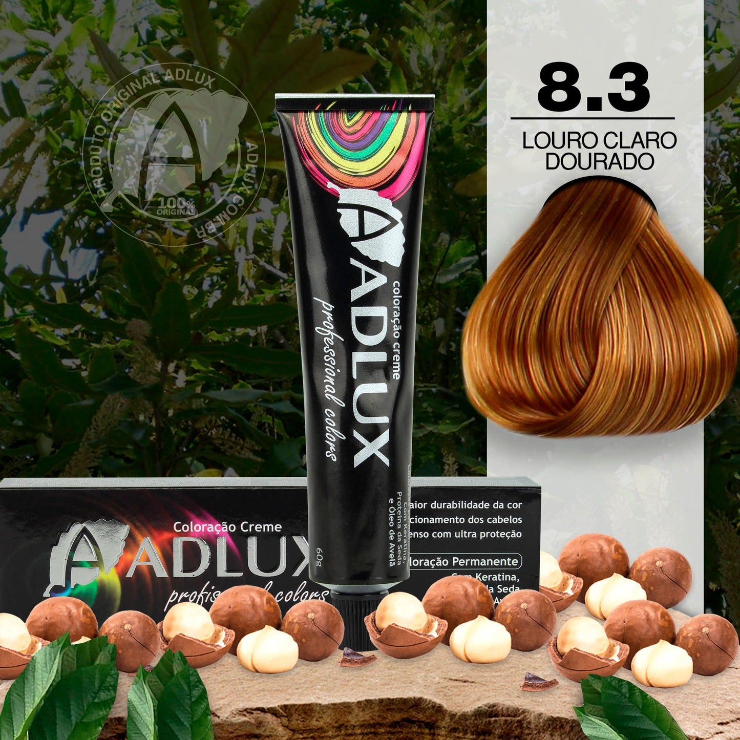 Coloración Crema Adlux 8.3 Rubio Claro Dorado - 60g