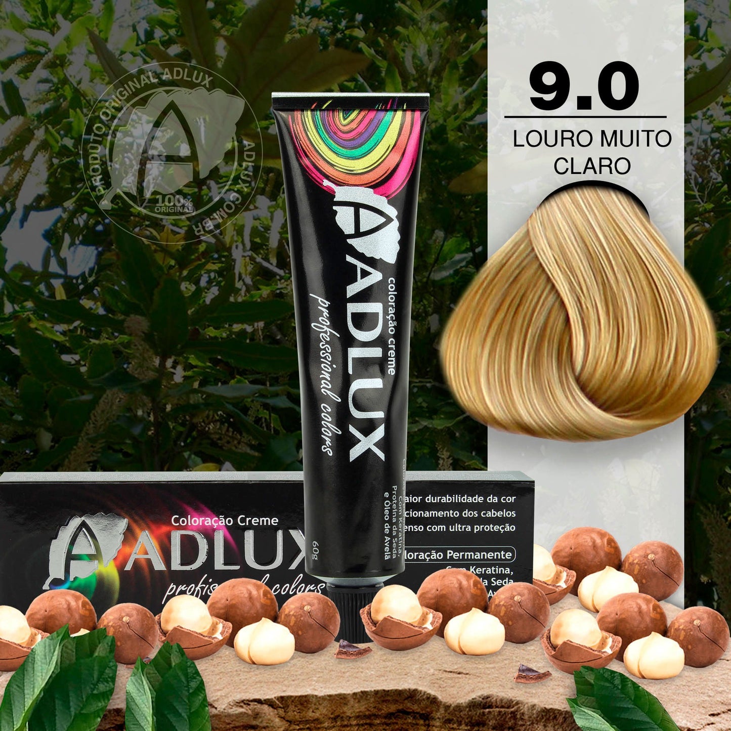 Coloração Creme Adlux 9.0 Louro Muito Claro - 60g