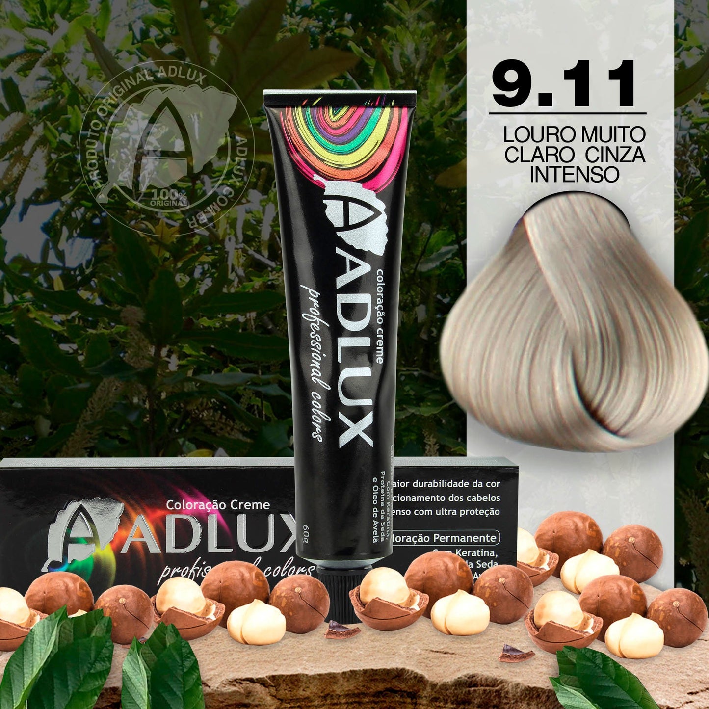 Tinte en crema Adlux 9.11 Rubio muy claro gris intenso - 60g