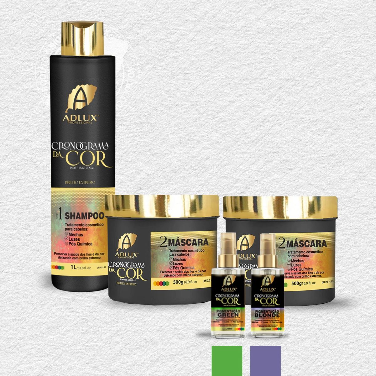 Kit Cronograma del Color Profesional - 2 Pasos (VERDE - RUBIO)