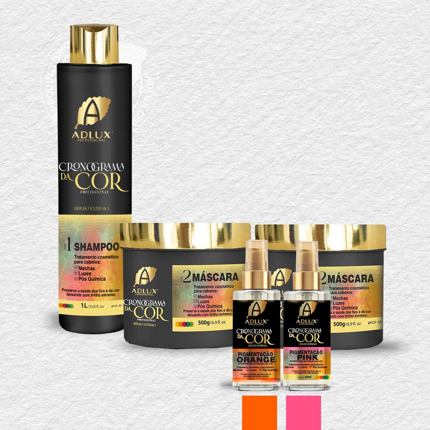 Kit Cronograma del Color Profesional - 2 Pasos (NARANJA - ROSA)
