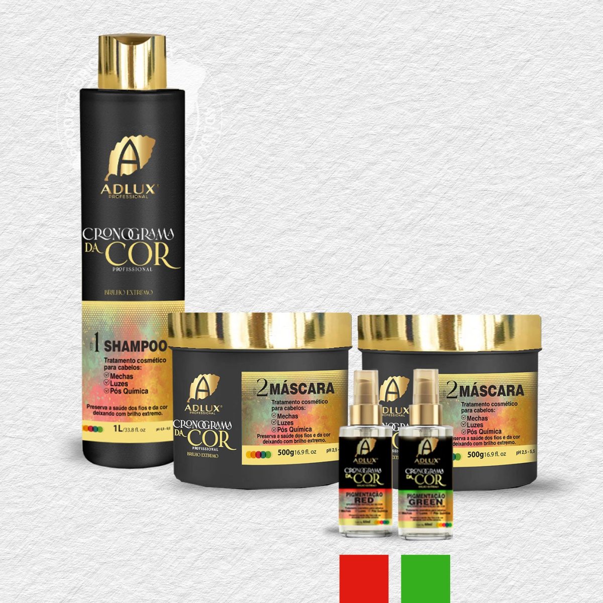 Kit Cronograma de Coloración Profesional - 2 Pasos (ROJO - VERDE)