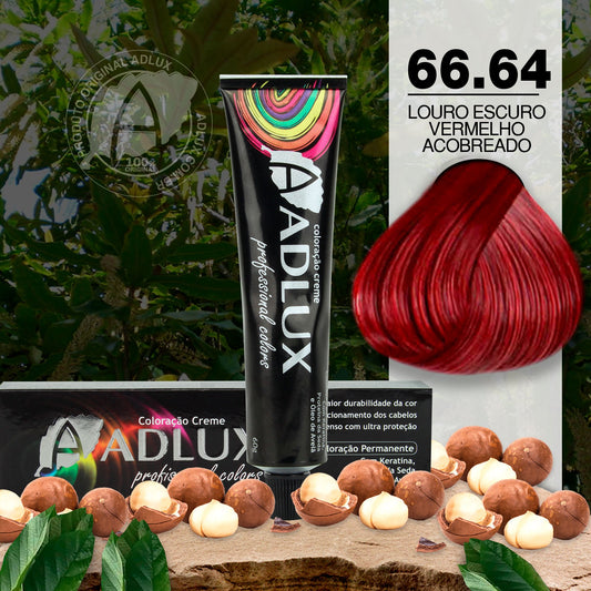Coloração Creme Adlux 66.64 Louro Escuro Vermelho Acobreado - 60g