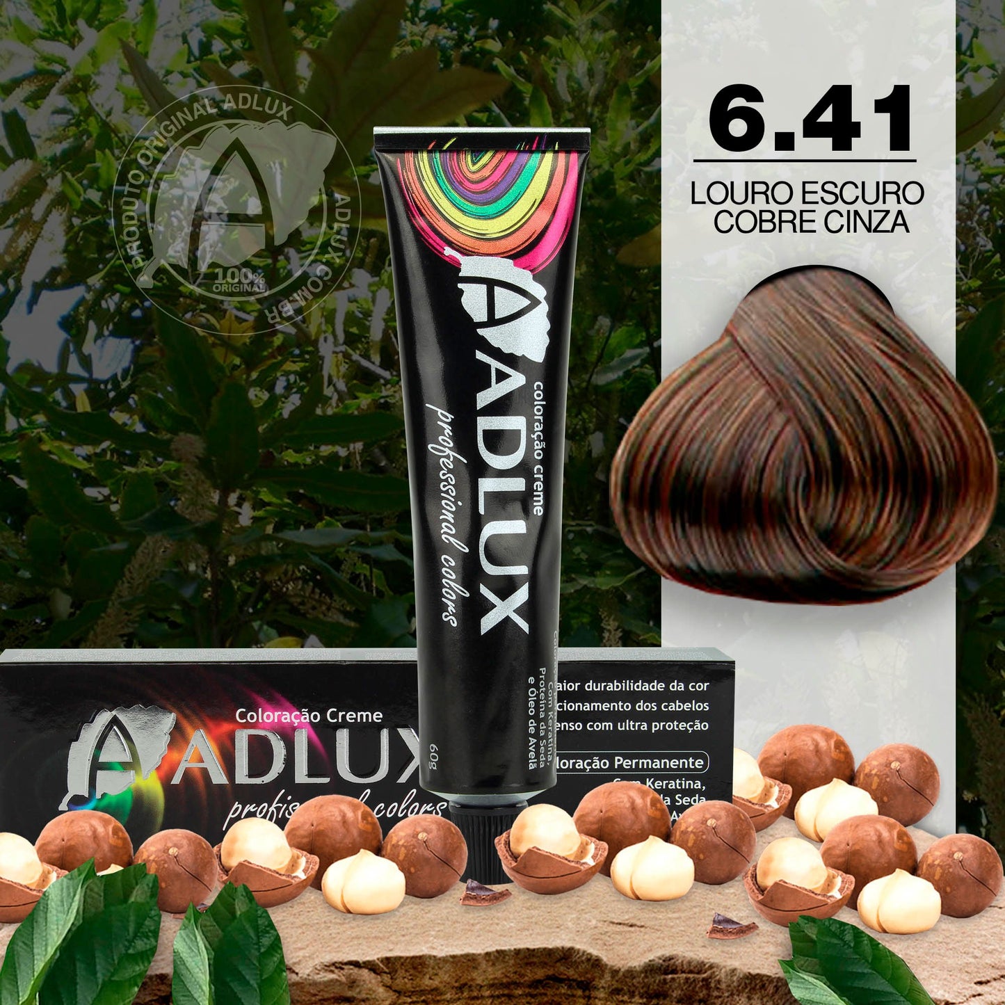 Coloração Creme Adlux 6.41 Louro Escuro Cobre Cinza - 60g