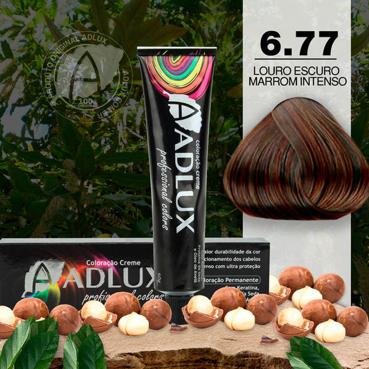 Coloração Creme Adlux 6.77 Louro Escuro Marrom Intenso - 60g