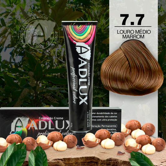 Coloração Creme Adlux 7.7 Louro Médio Marrom - 60g