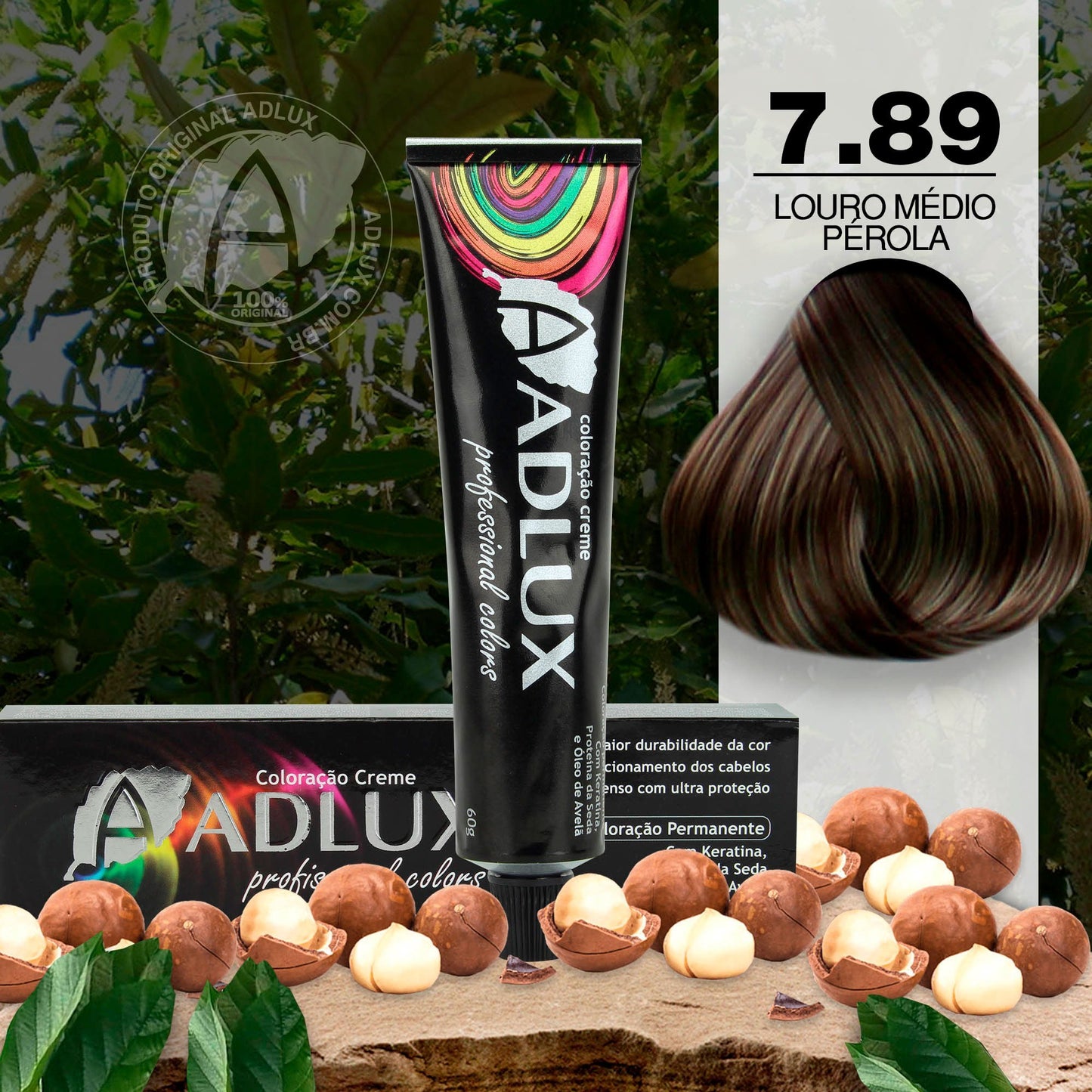 Coloração Creme Adlux 7.89 Louro Médio Pérola - 60g