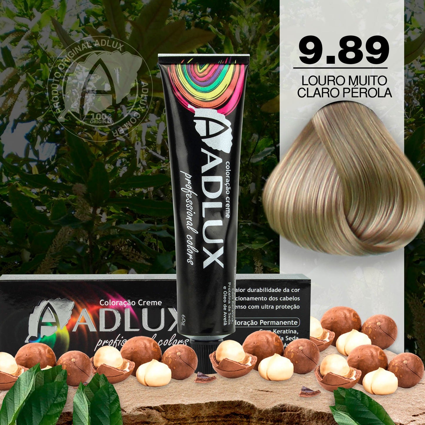 Coloração Creme Adlux 9.89 Louro Muito Claro Pérola - 60g